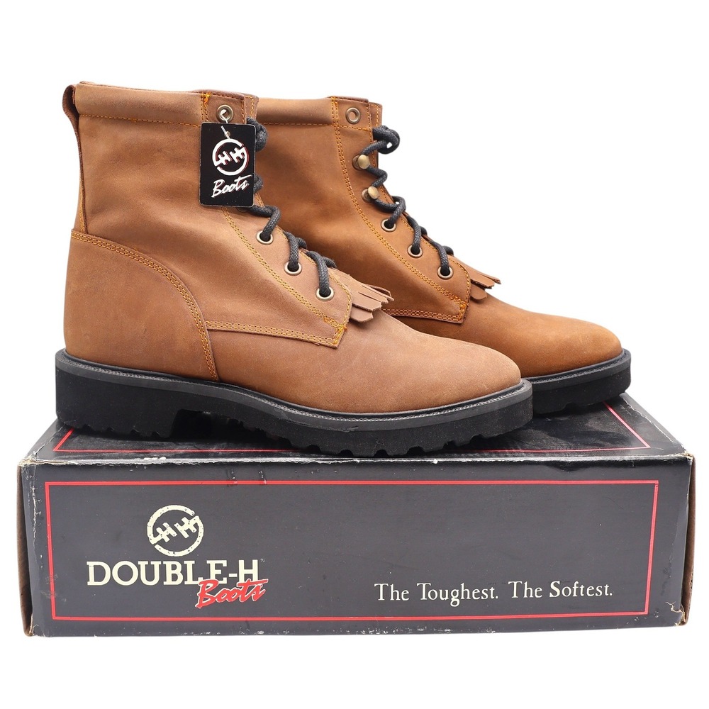 Double-H Boots Packer Work Boots Womens 5.5 D Vintage 90s Brown Leather DH 925Y